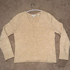 Vince Tan V-Neck Sweater Silk/Wool Blend